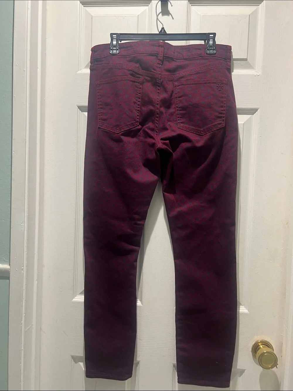 Tory Burch Slim Straight Jeans in Burgundy